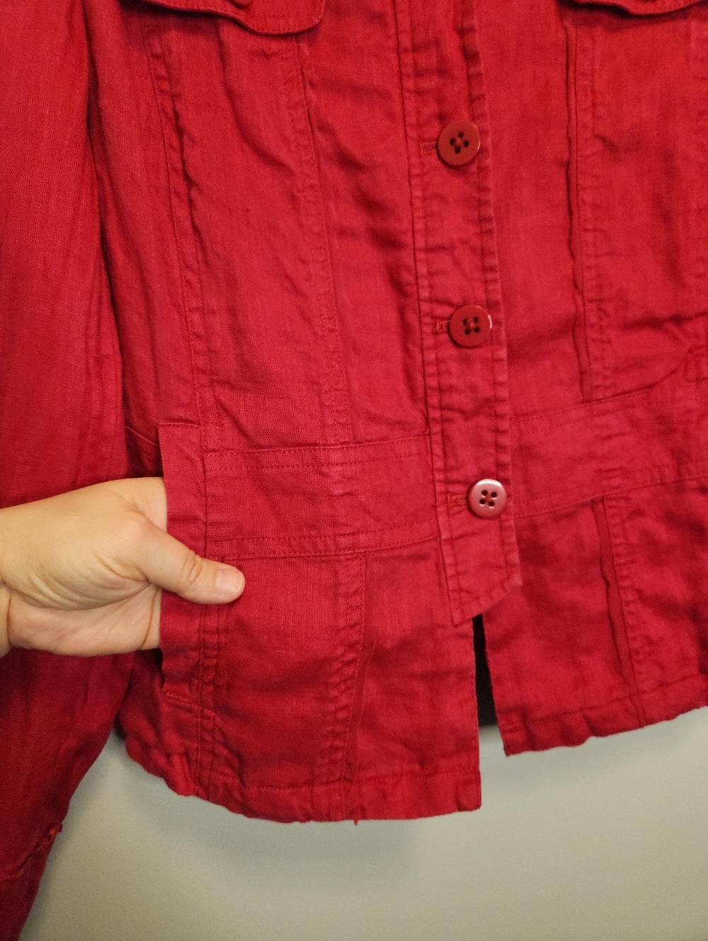 Coldwater Creek Celebrate Your Spirit Linen Button-up Jacket Size 10 - Picture 9 of 14